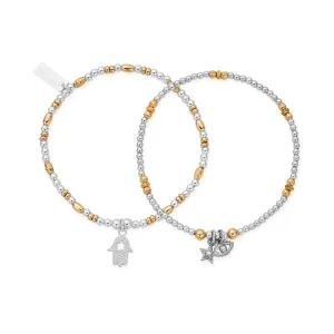 Chlobo Mixed Metal Gold Plated and Silver Protection Set of 2 Bracelets