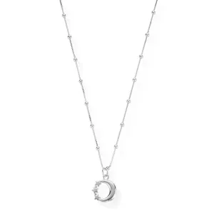 ChloBo Sterling Silver Bobble Chain Moon & Stars Necklace