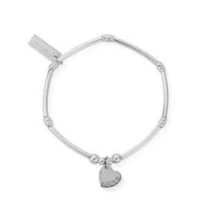 ChloBo Sterling Silver Children's Mini Noodle Sparkle Rice Love Heart Charm Bracelet