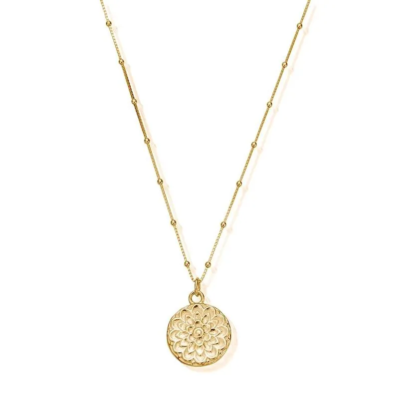 ChloBo Sterling Silver Gold Plated Bobble Chain Moon Flower Necklace