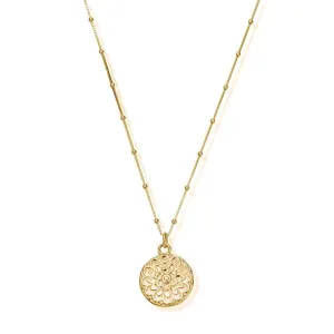 ChloBo Sterling Silver Gold Plated Bobble Chain Moon Flower Necklace