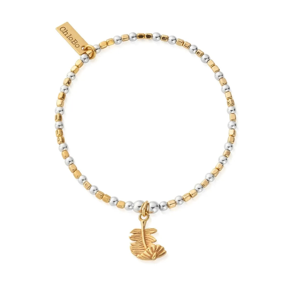 ChloBo Sterling Silver Gold Plated Curved Feather Bracelet