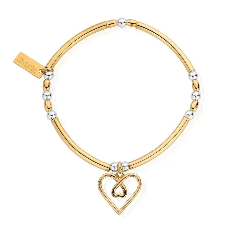 ChloBo Sterling Silver Gold Plated Divine Love Heart Bracelet