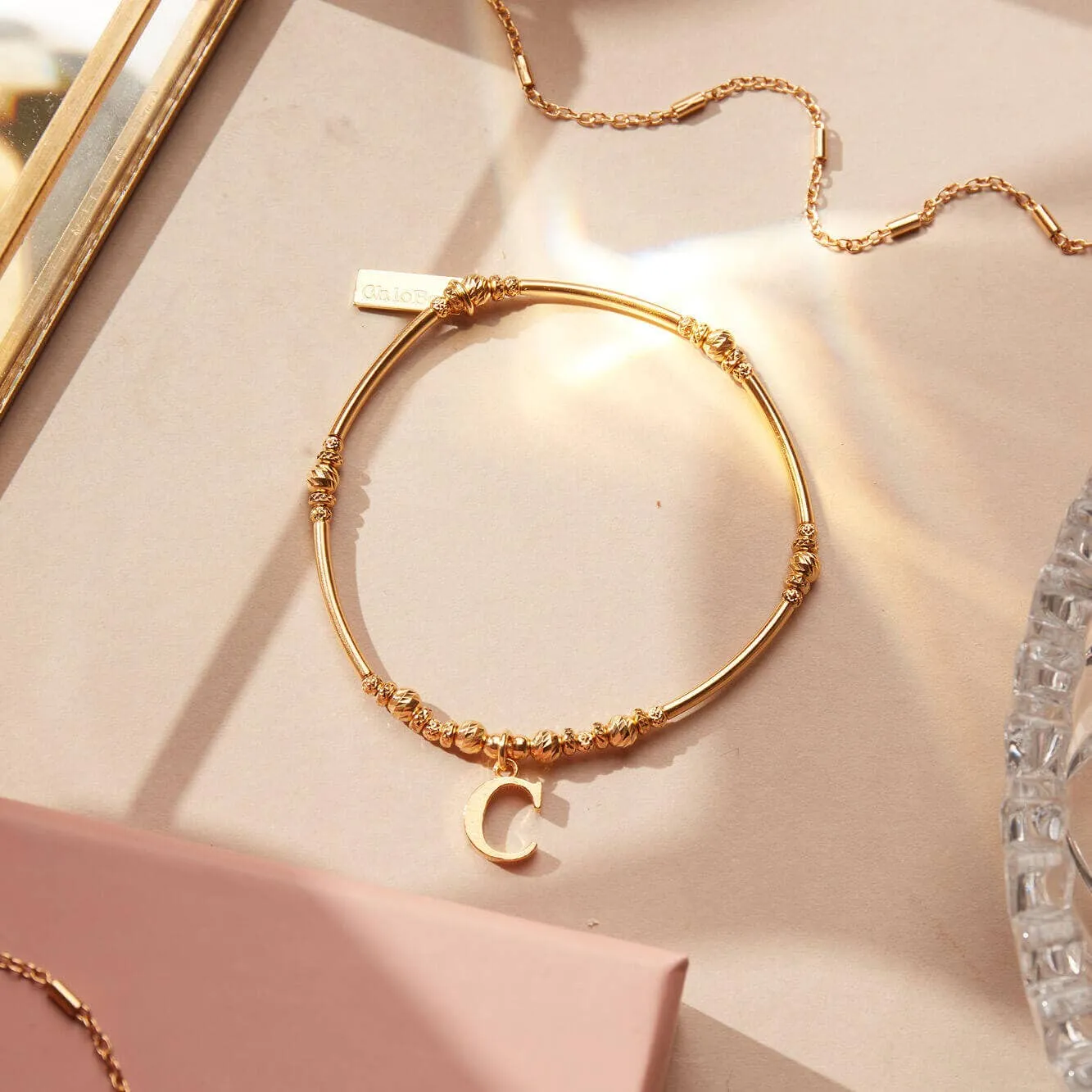 ChloBo Sterling Silver Gold Plated Initial Bracelet C