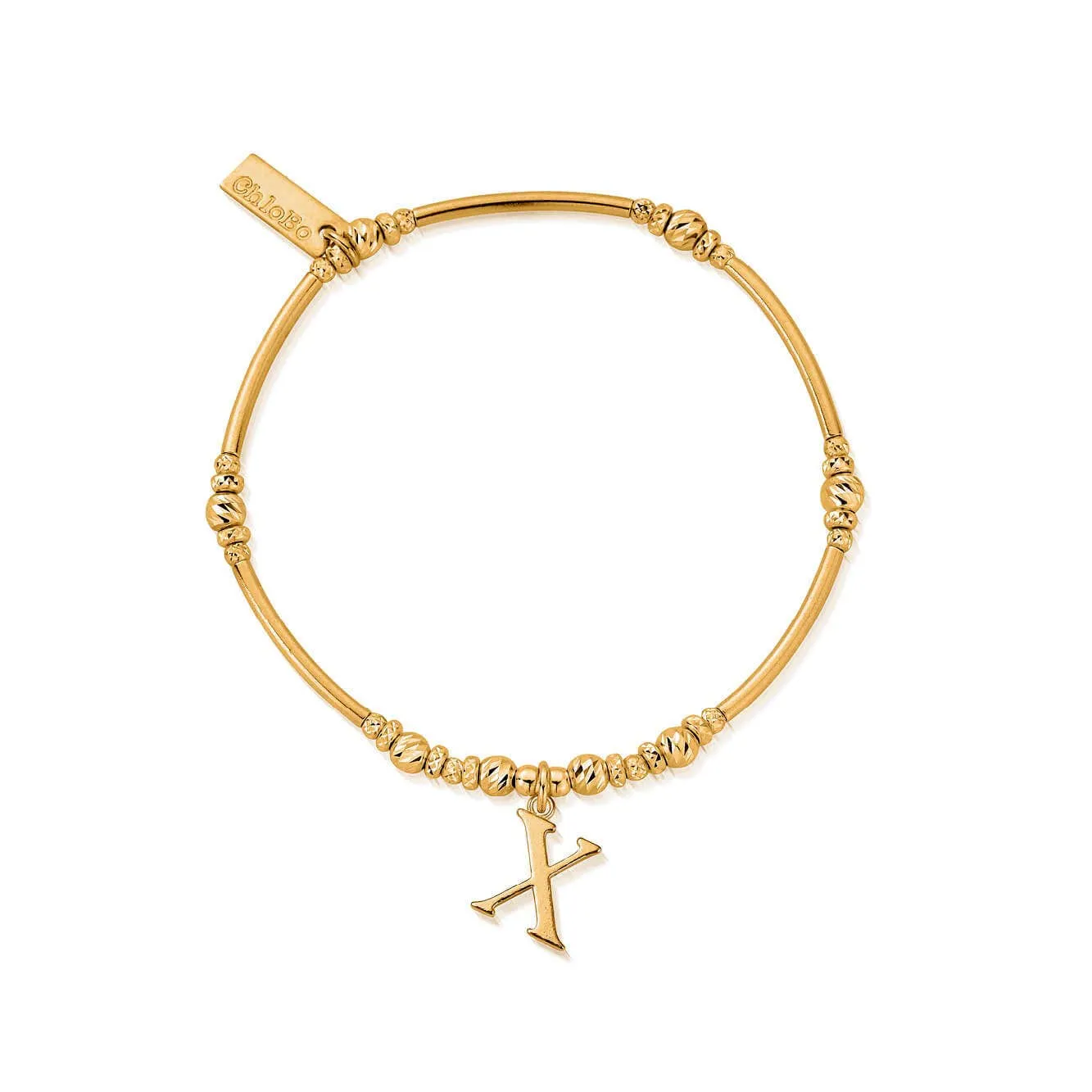 ChloBo Sterling Silver Gold Plated Initial Bracelet X