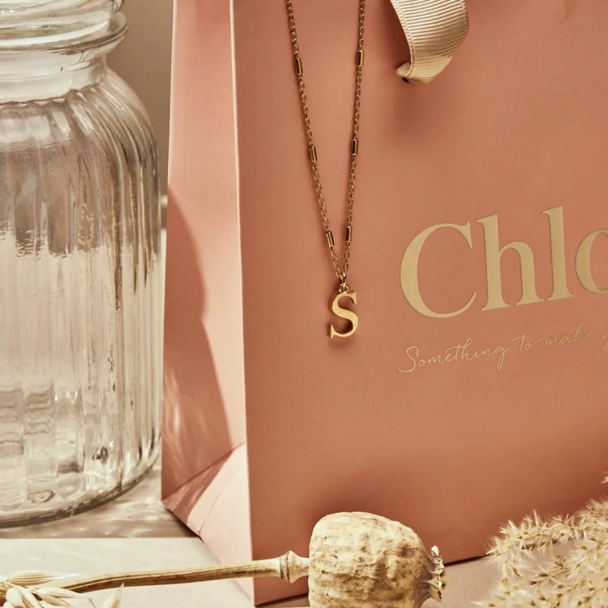 ChloBo Sterling Silver Gold Plated Initial Necklace S