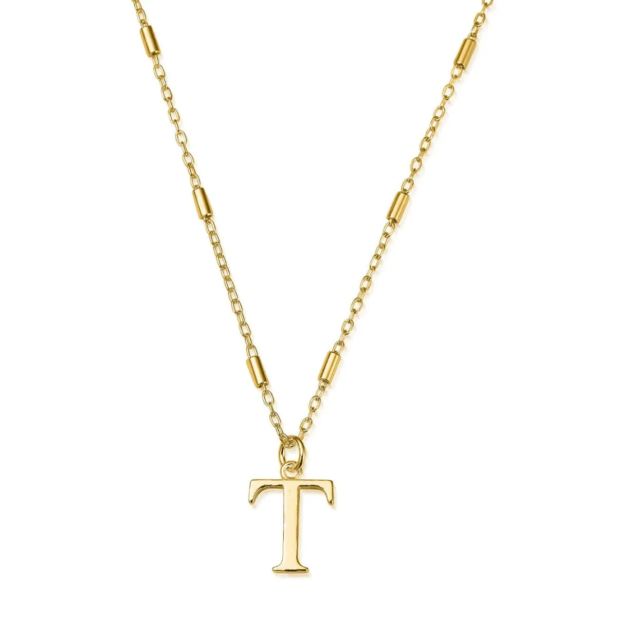 ChloBo Sterling Silver Gold Plated Initial Necklace T