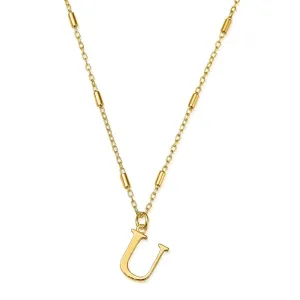 ChloBo Sterling Silver Gold Plated Initial Necklace U