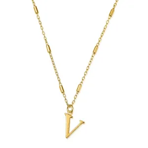 ChloBo Sterling Silver Gold Plated Initial Necklace V
