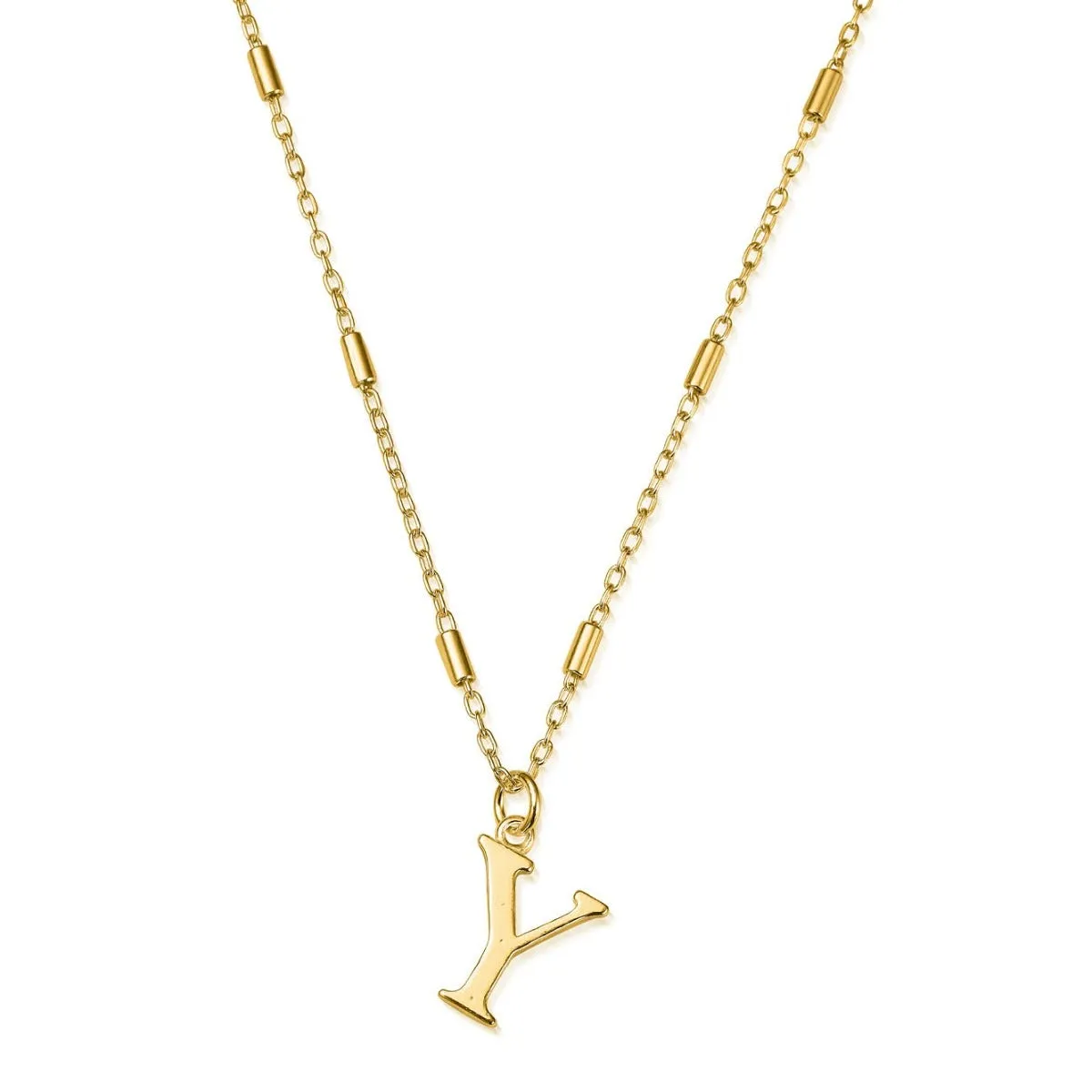 ChloBo Sterling Silver Gold Plated Initial Necklace Y