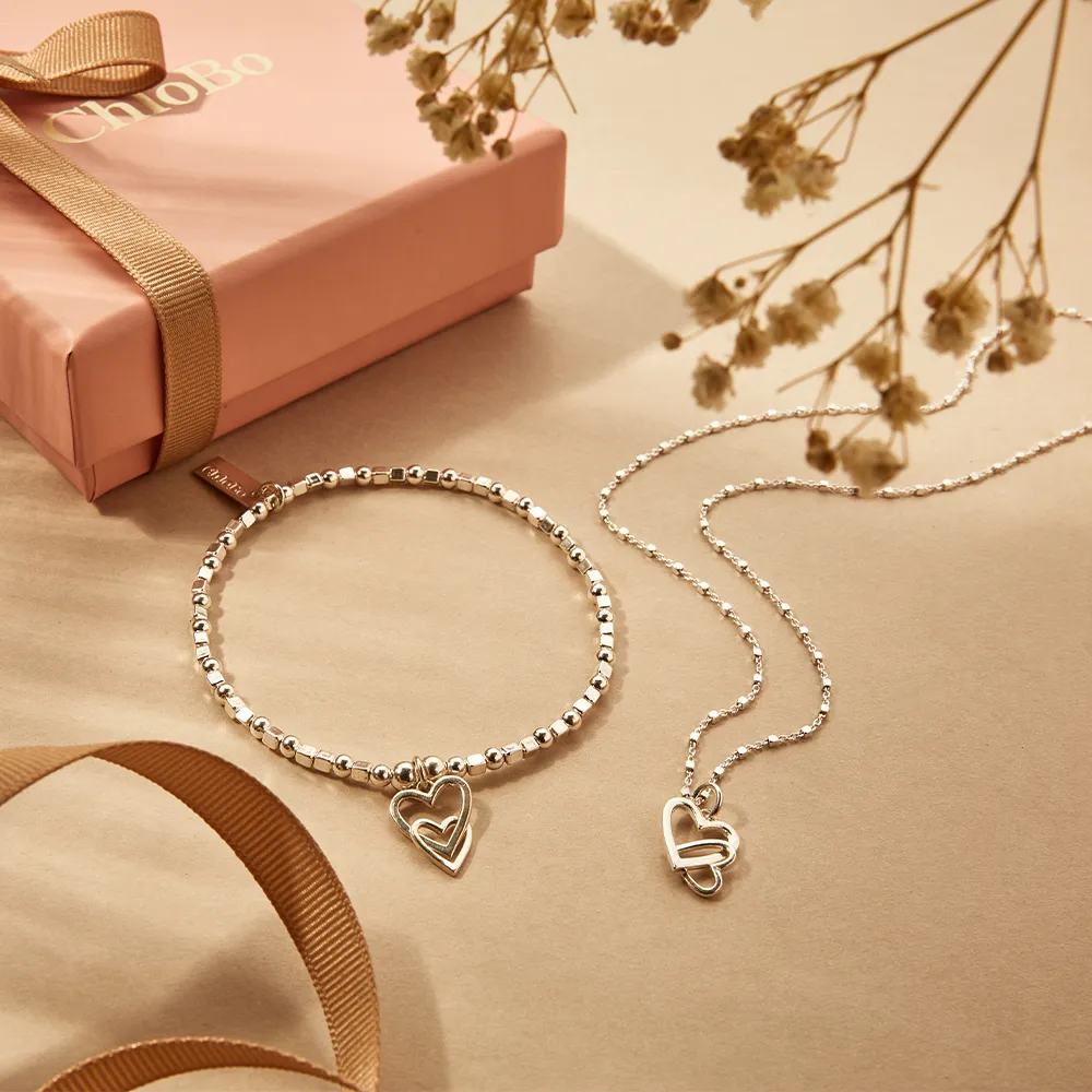ChloBo Sterling Silver Interlocking Love Heart Necklace