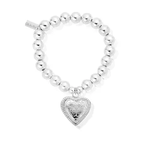 ChloBo Sterling Silver Medium Ball Scallop Heart Bracelet D
