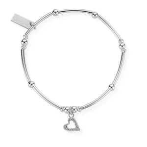 ChloBo Sterling Silver Mini Noodle Ball Patterned Heart Bracelet