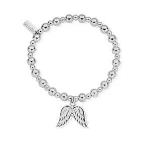 ChloBo Sterling Silver Mini Small Ball Double Angel Wing Bracelet