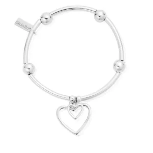ChloBo Sterling Silver Noodle Ball Double Open Heart Bracelet