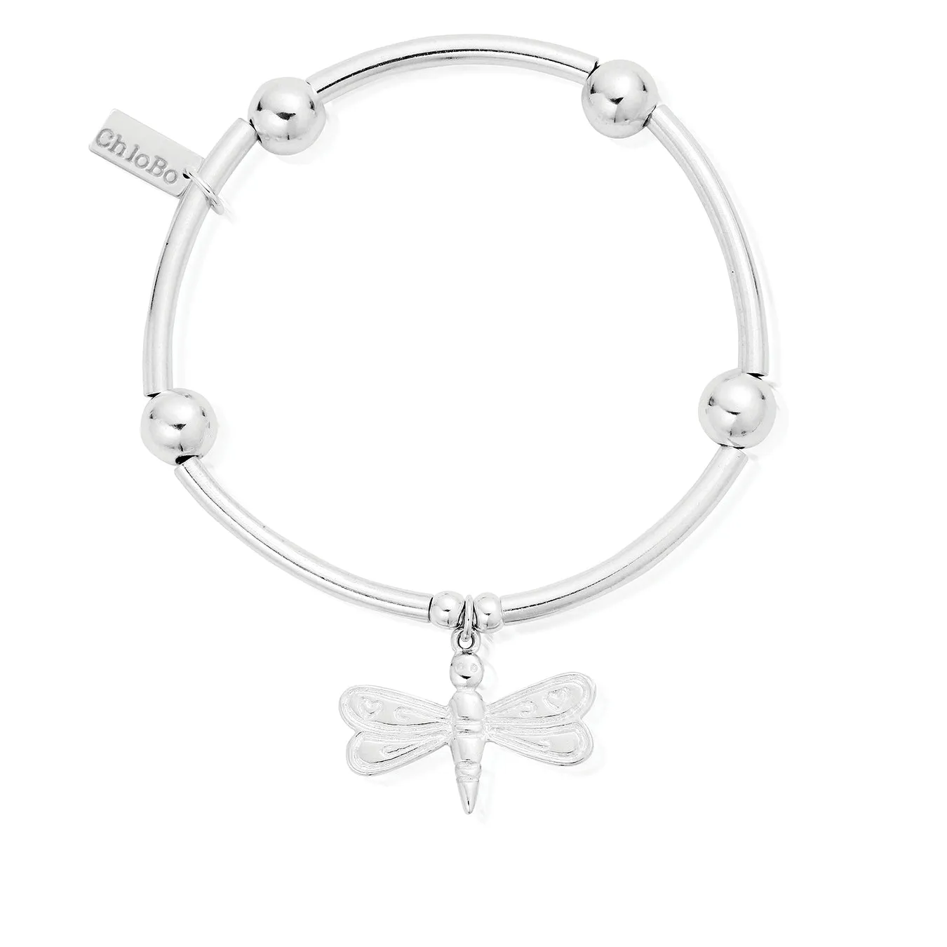 ChloBo Sterling Silver Noodle Ball Dragonfly Bracelet D