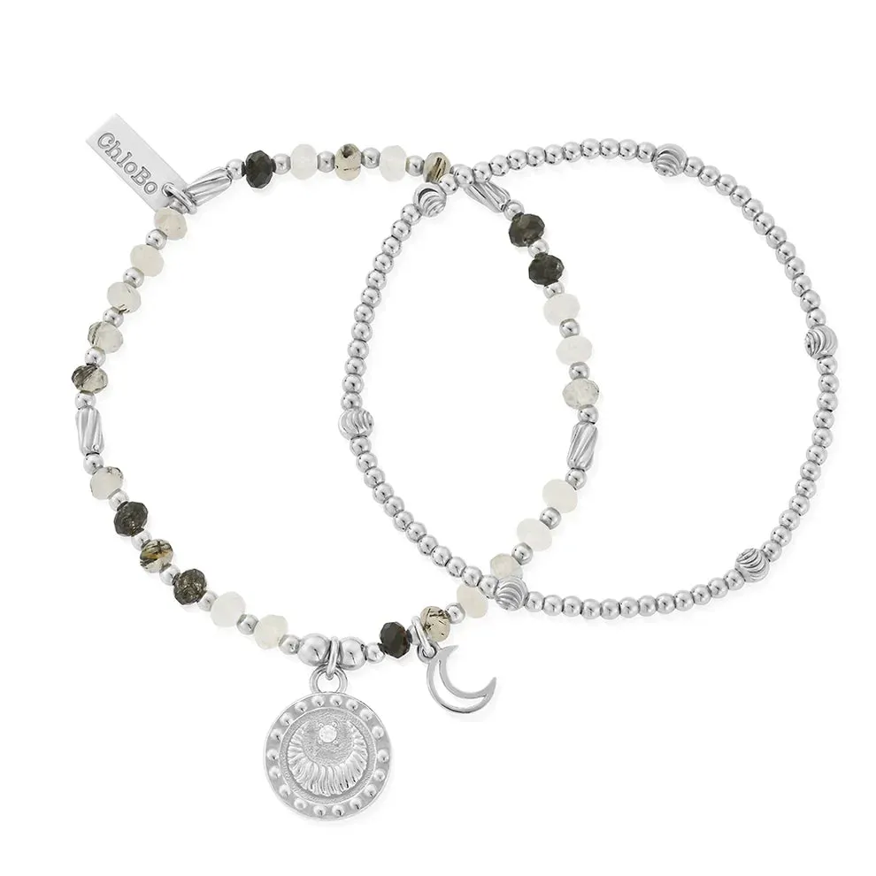 Chlobo Sterling Silver Rising Woman Black Rutilated Quartz Set Of 2