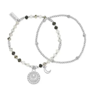 Chlobo Sterling Silver Rising Woman Black Rutilated Quartz Set Of 2
