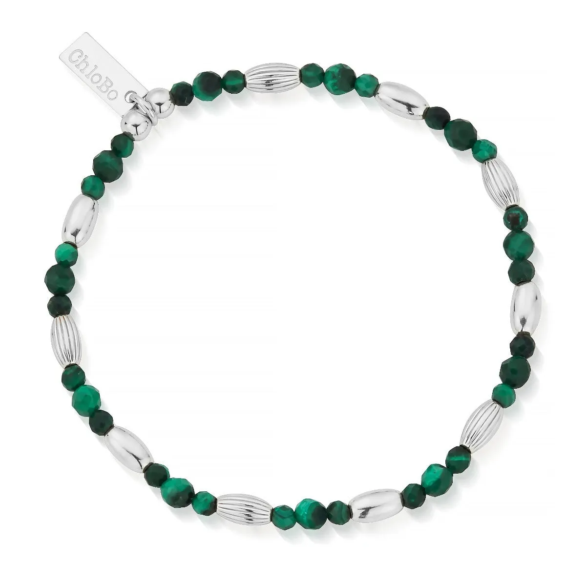 ChloBo Wandering Free Sterling Silver Alternative Rice Malachite Bracelet