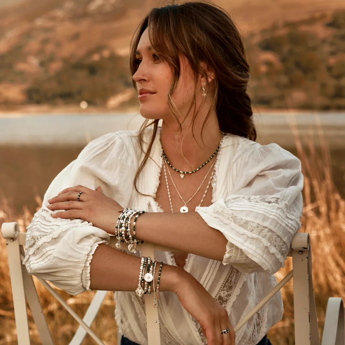 ChloBo Wandering Free Sterling Silver Leaf Heart Sparkle Bracelet