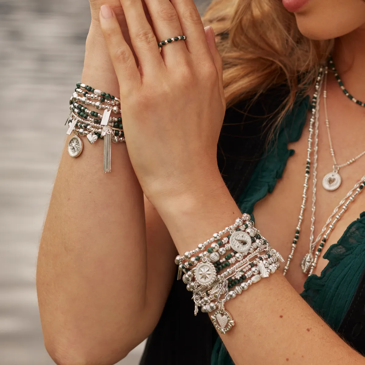 ChloBo Wandering Free Sterling Silver Leaf Heart Sparkle Bracelet