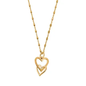ChloBo Yellow Gold Plated Sterling Silver Interlocking Love Heart Necklace