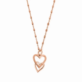 ChloBo Rose Gold Plated Sterling Silver Interlocking Love Heart Necklace D