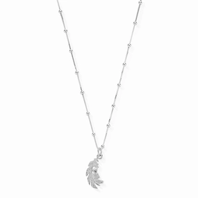 ChloBo Sterling Silver Bobble Chain Feather Heart Necklace