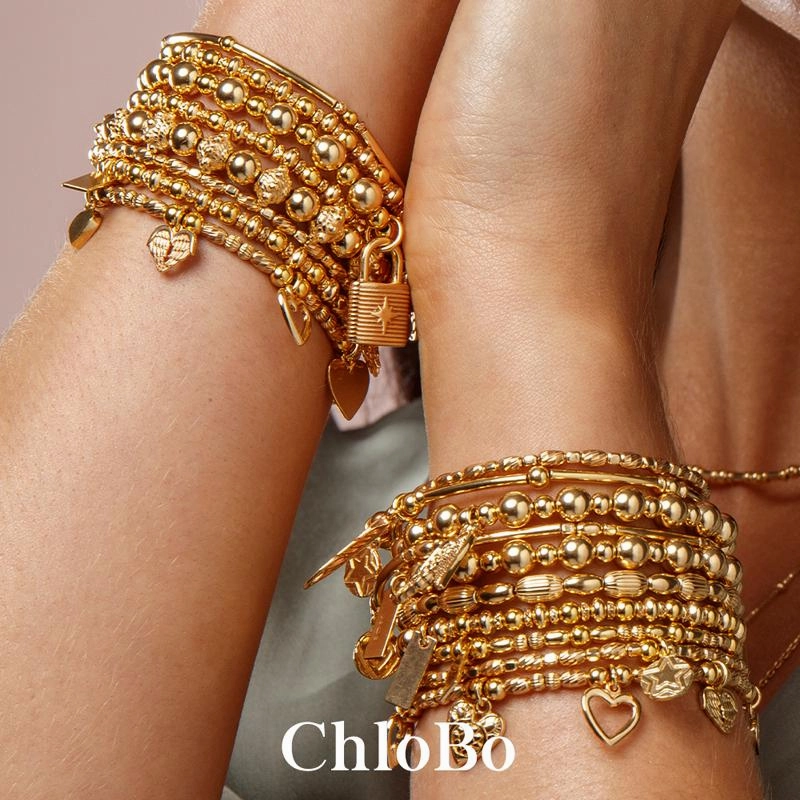 ChloBo Sterling Silver Gold Plated Didi Sparkle Starry Moon Bracelet