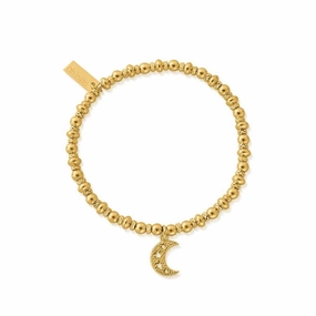 ChloBo Sterling Silver Gold Plated Didi Sparkle Starry Moon Bracelet