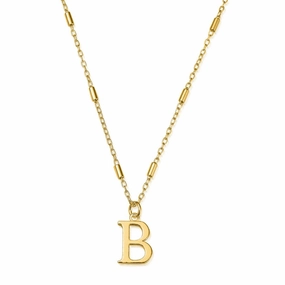 ChloBo Sterling Silver Gold Plated Initial Necklace B
