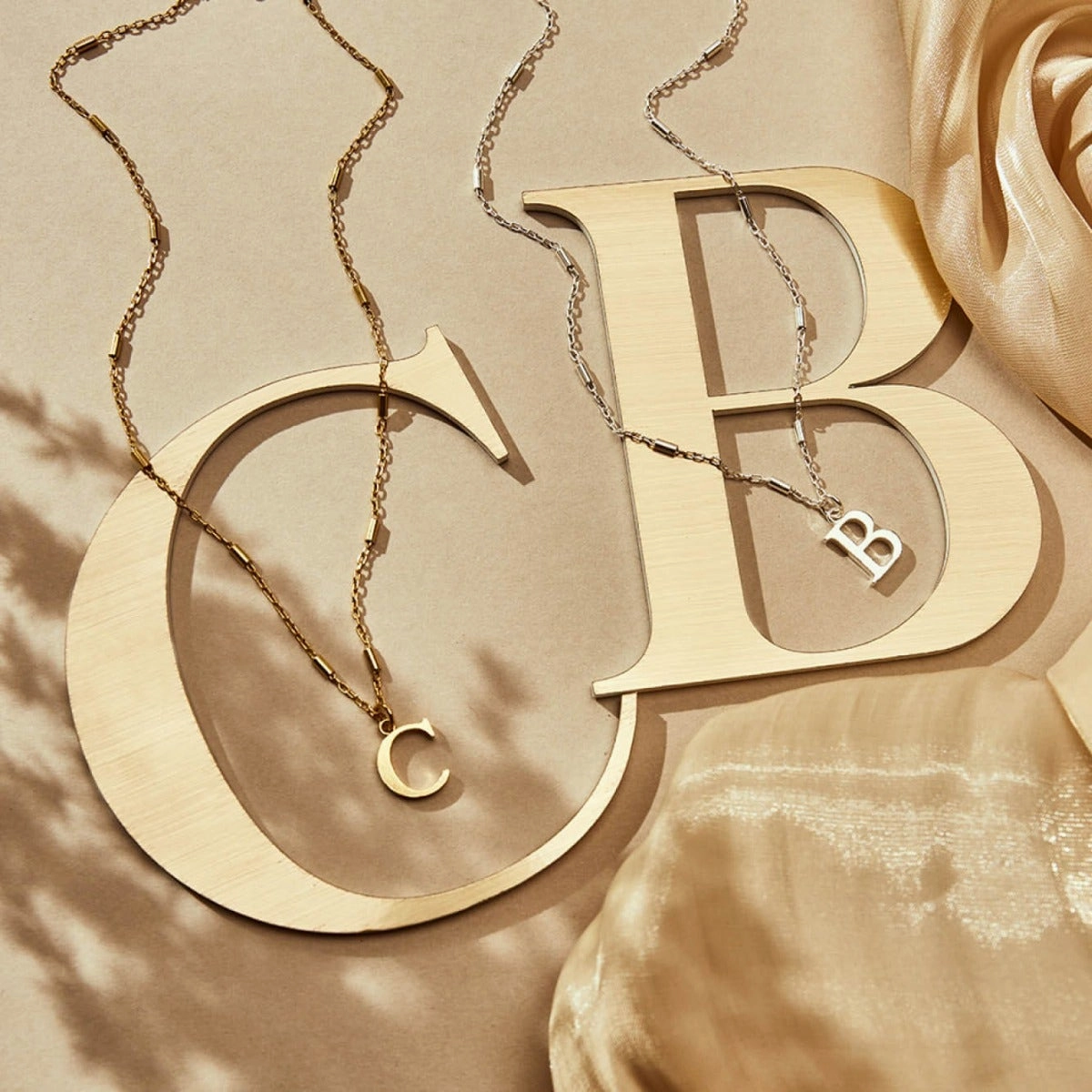 ChloBo Sterling Silver Gold Plated Initial Necklace B