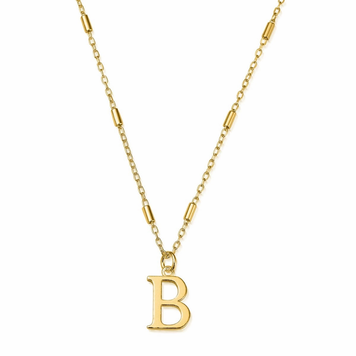 ChloBo Sterling Silver Gold Plated Initial Necklace B