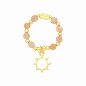 ChloBo Sterling Silver Gold Plated Sunrise Peach Moonstone Ring