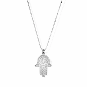 ChloBo Sterling Silver Moon & Star Hamsa Hand Pendant
