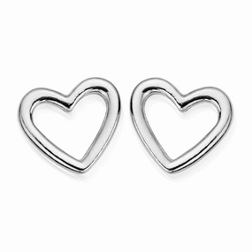 ChloBo Sterling Silver Open Love Heart Stud Earrings