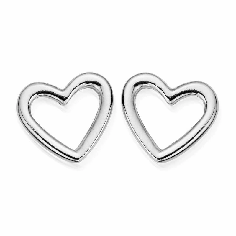 ChloBo Sterling Silver Open Love Heart Stud Earrings