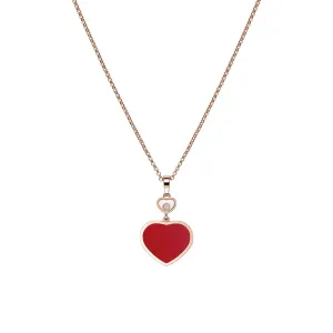 Chopard Happy Hearts 18ct Rose Gold 0.05ct Diamond Carnelian Pendant