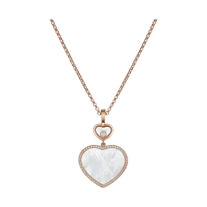 Chopard Happy Hearts 18ct Rose Gold Mother Of Pearl 0.32ct Diamond Necklace