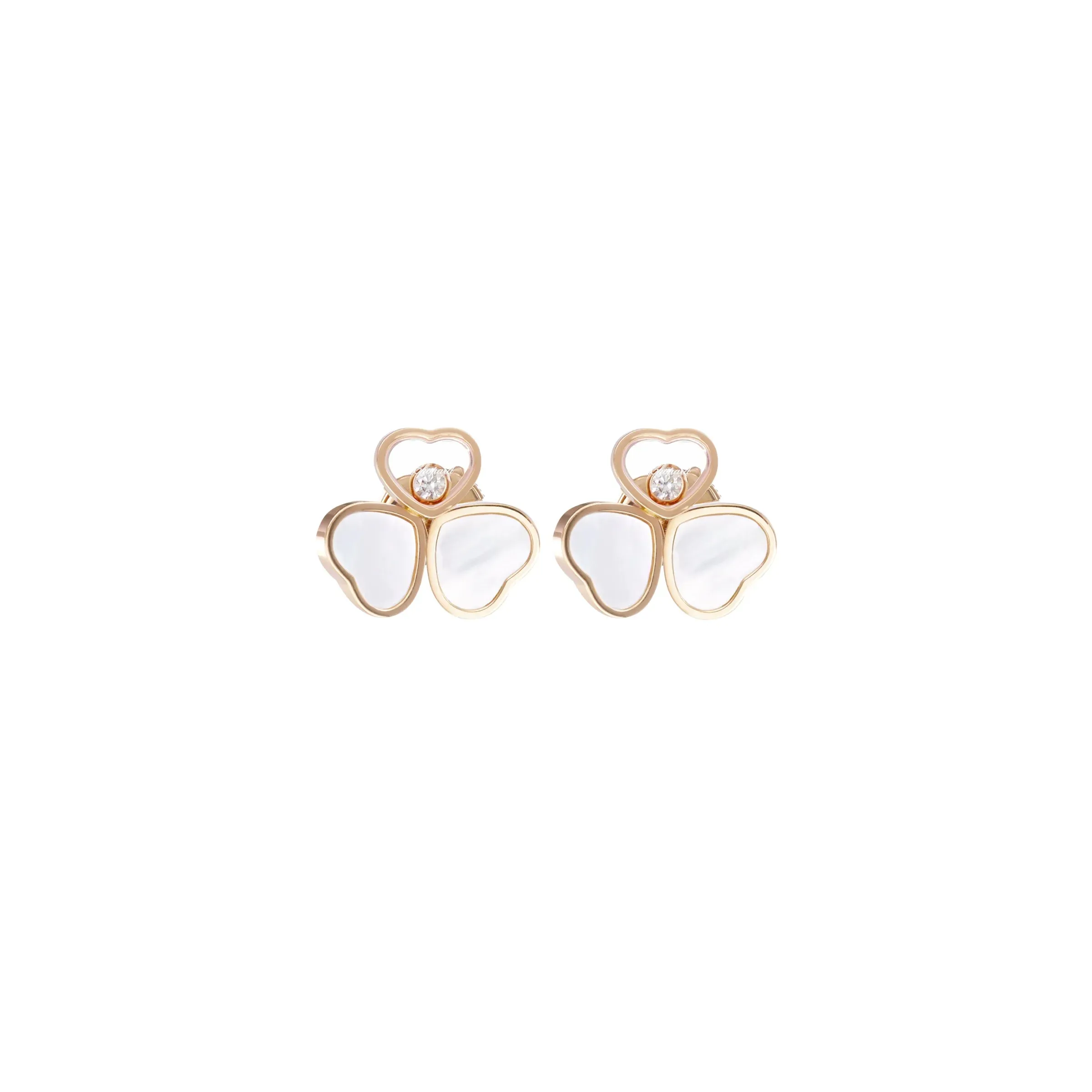 Chopard Happy Hearts Wings 18ct Rose Gold Mother Of Pearl Earrings