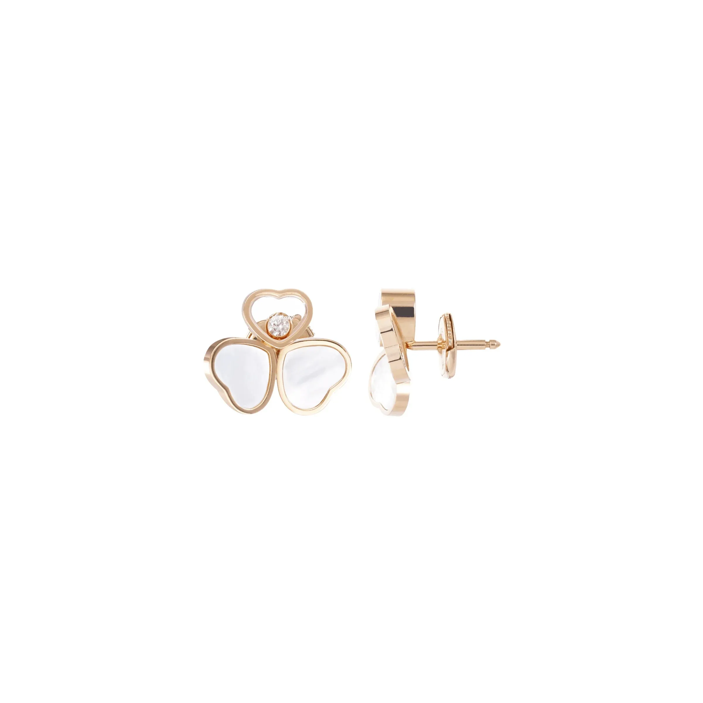 Chopard Happy Hearts Wings 18ct Rose Gold Mother Of Pearl Earrings
