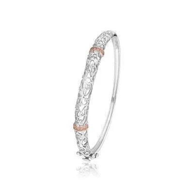 Clogau Am Byth Sterling Silver Diamond Filigree Bangle