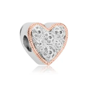 Clogau Cannetille Sterling Silver Rose Gold Heart Charm