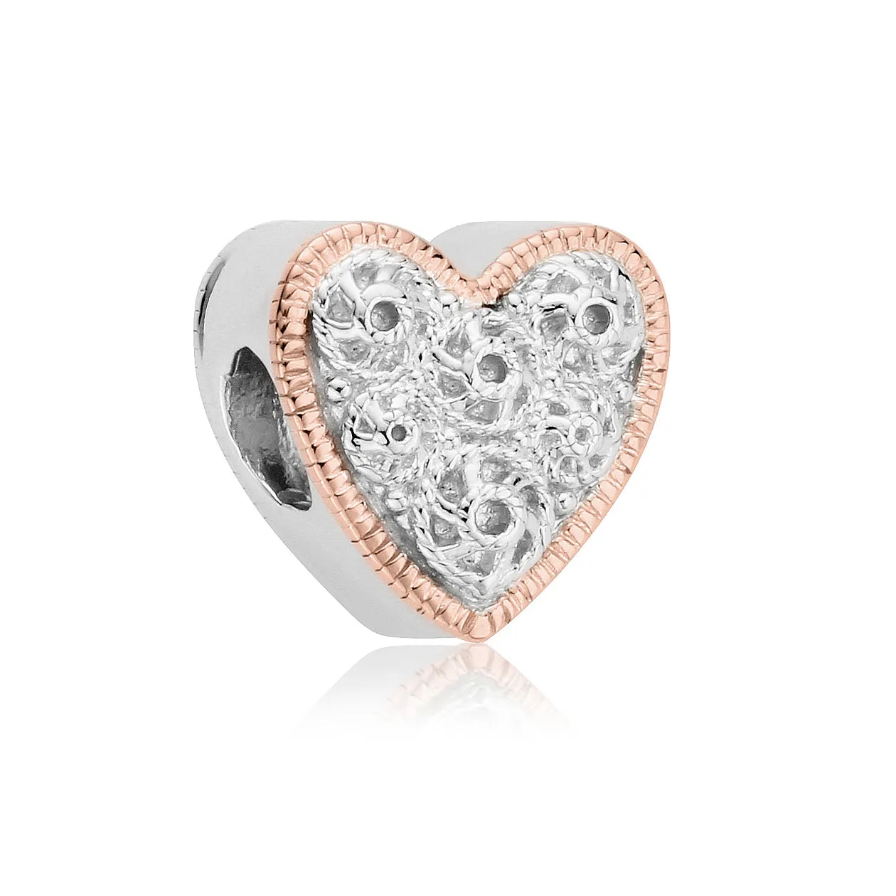 Clogau Cannetille Sterling Silver Rose Gold Heart Charm