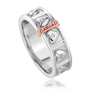 Clogau Cariad Sterling Silver White Topaz Heart Band Ring