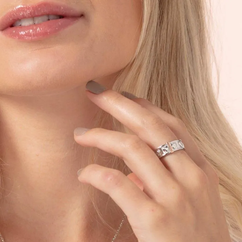 Clogau Cariad Sterling Silver White Topaz Heart Band Ring