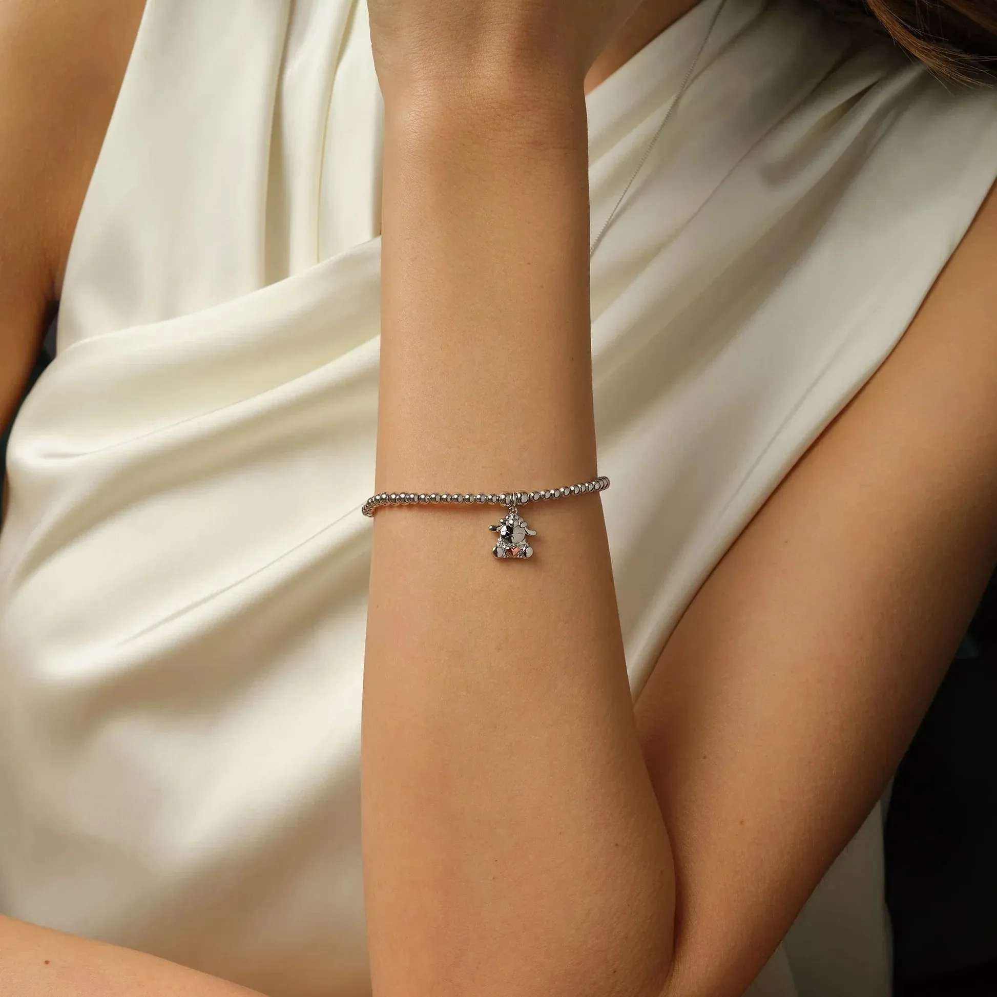 Clogau Ciwt Calon Lamb Affinity Sterling Silver Bead Bracelet D