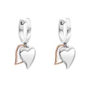 Clogau Cwtch Double Heart Sterling Silver Drop Earrings D