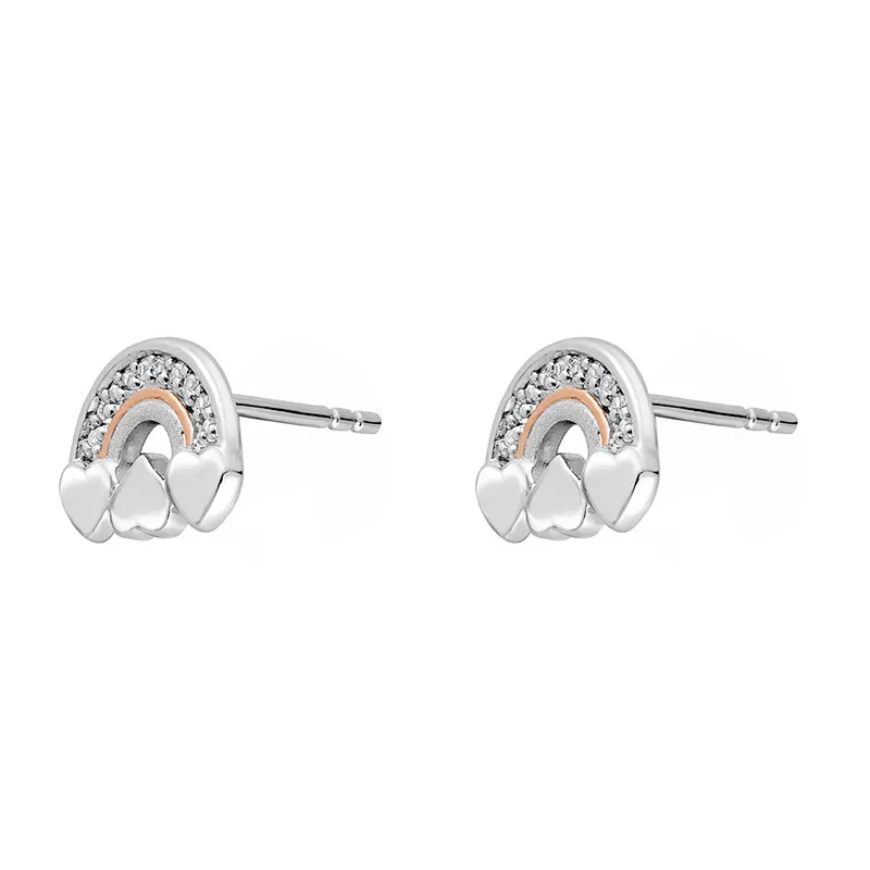Clogau Enfys Bach Sterling Silver Heart Stud Earrings D
