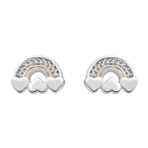 Clogau Enfys Bach Sterling Silver Heart Stud Earrings D